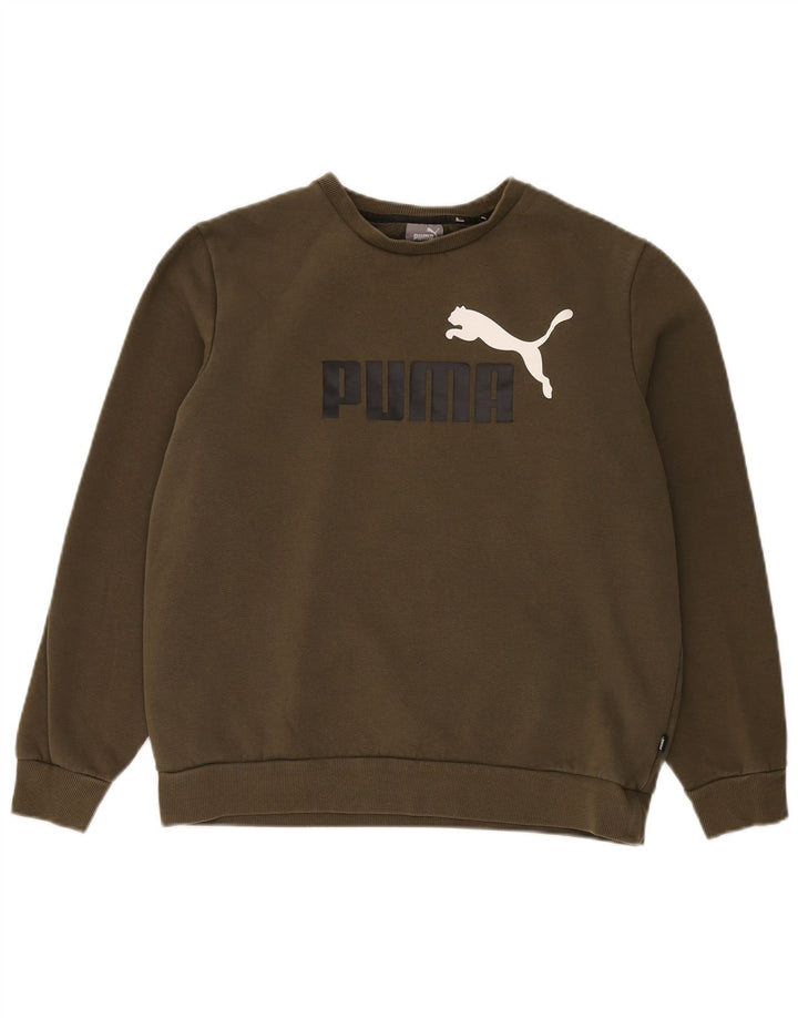 PUMA Felpa con grafica da uomo Maglione grande in cotone kaki