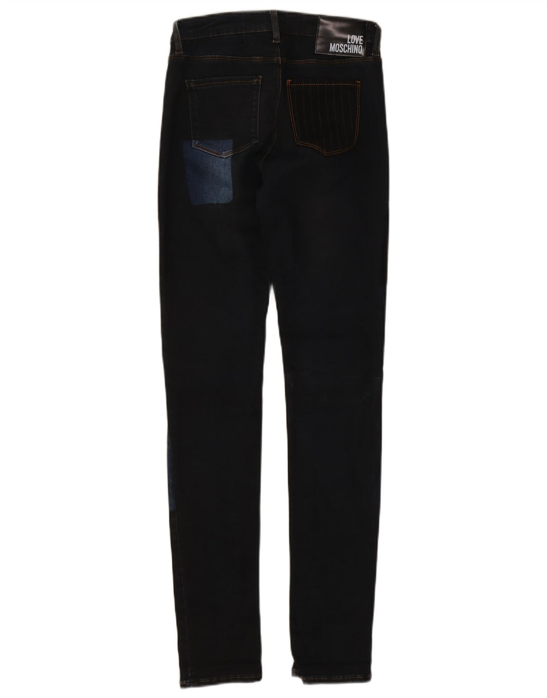 Jeans skinny da donna Moschino W26 L31 cotone patchwork blu navy