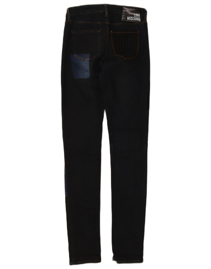 Jeans skinny da donna Moschino W26 L31 cotone patchwork blu navy