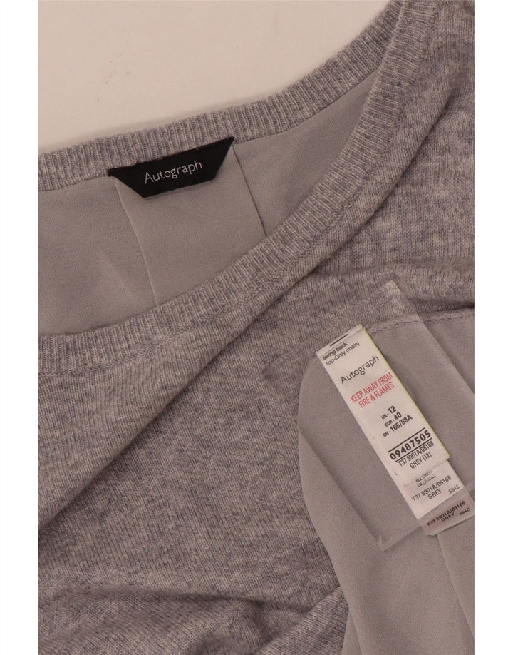 MARKS & SPENCER Maglione da donna con scollo a barca UK 12 Grigio medio