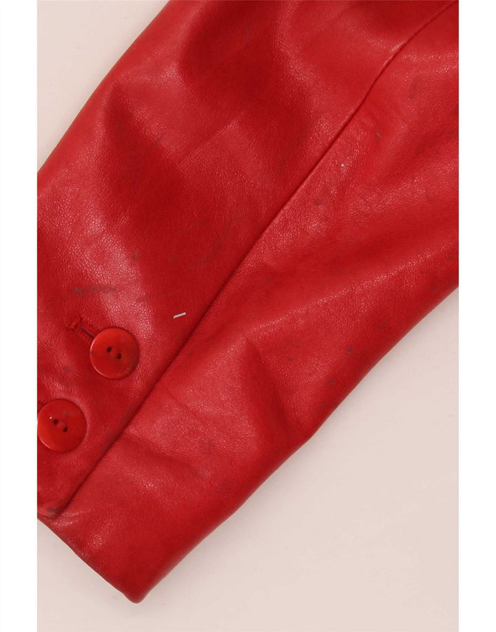 Marc Cain Giacca Blazer in Pelle da Donna a 4 Bottoni US Small Rossa