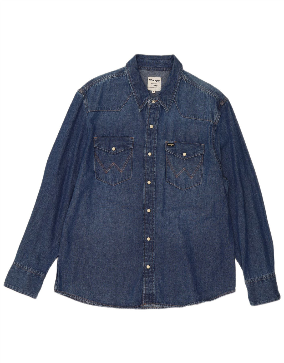 Camicia di jeans vestibilità regolare da uomo Wrangler grande cotone blu