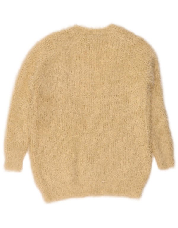 Maglione cardigan aperto da donna Topshop UK 8 piccolo nylon beige