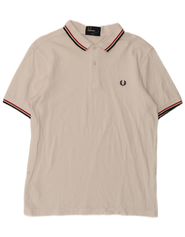 Polo da uomo slim fit Fred Perry in cotone bianco medio