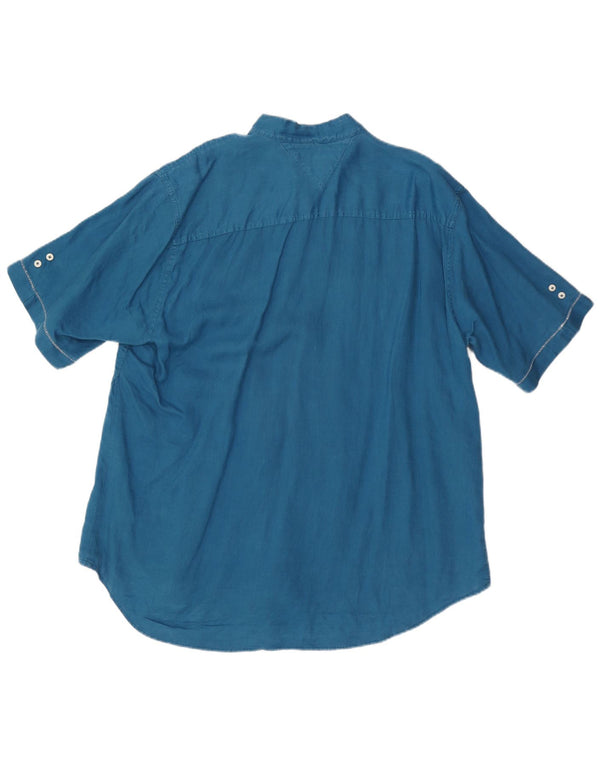 TOMMY HILFIGER Camicia a maniche corte vestibilità personalizzata da uomo XL Blu