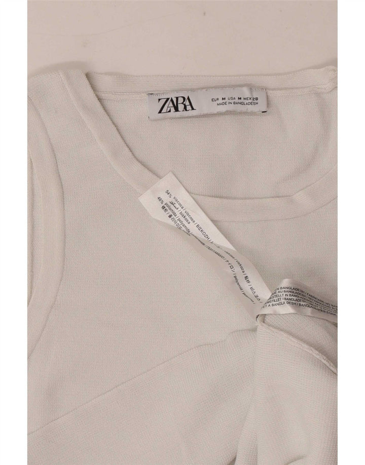 Top corto da donna Zara UK 12 in viscosa bianca media