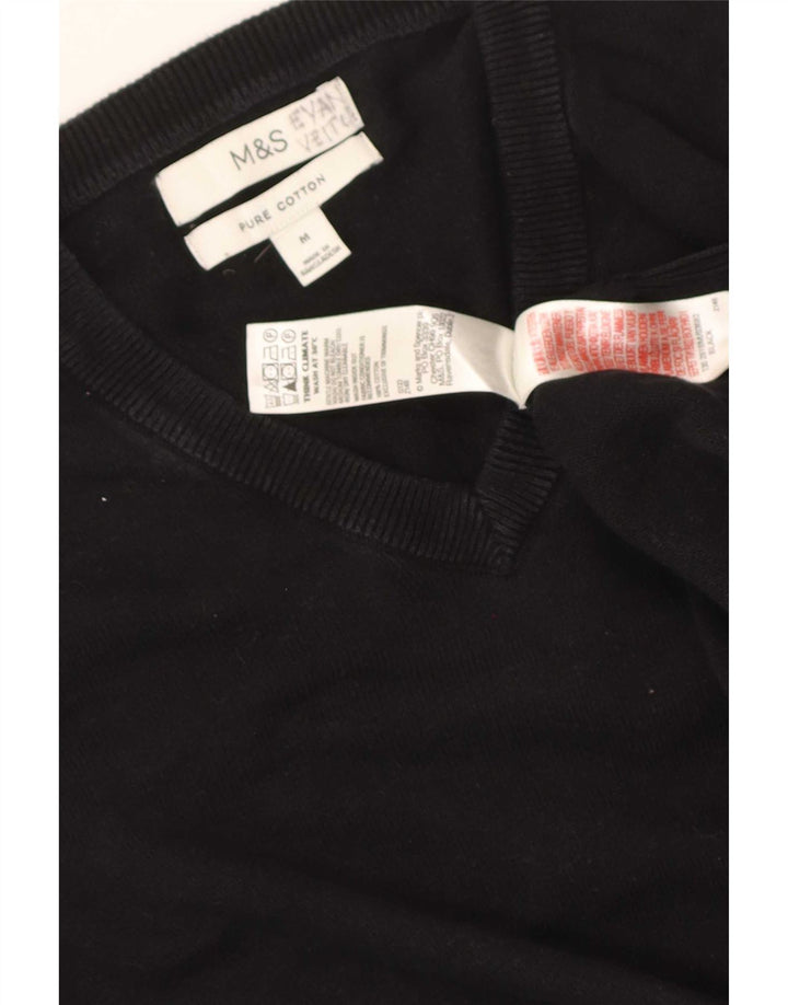 Maglione da uomo con scollo a V Marks & Spencer in cotone nero medio