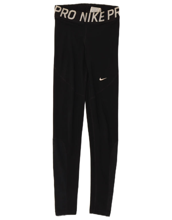 Leggings grafici Nike Dri Fit da donna UK 6 XS poliestere nero