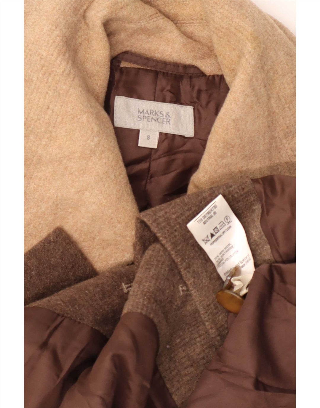 Giacca da donna Marks & Spencer UK 8 Small Marrone Colourblock New Wool