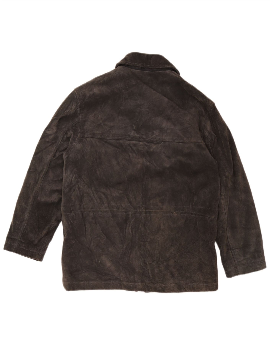 Giacca a vento oversize in pelle scamosciata da donna vintage UK 10 piccola pelle grigia