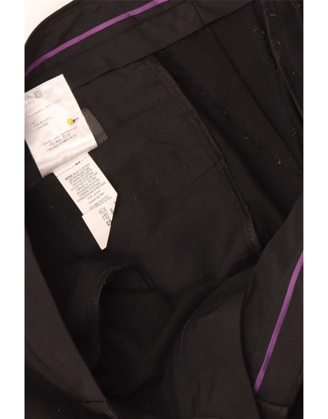 Pantaloni da abito dritti da uomo Marks & Spencer W32 L31 poliestere nero