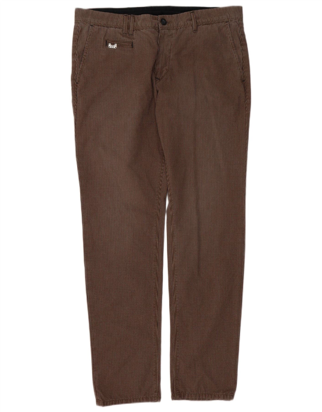RIFLE Pantaloni chino slim da uomo W33 L32 Cotone pied de poule marrone