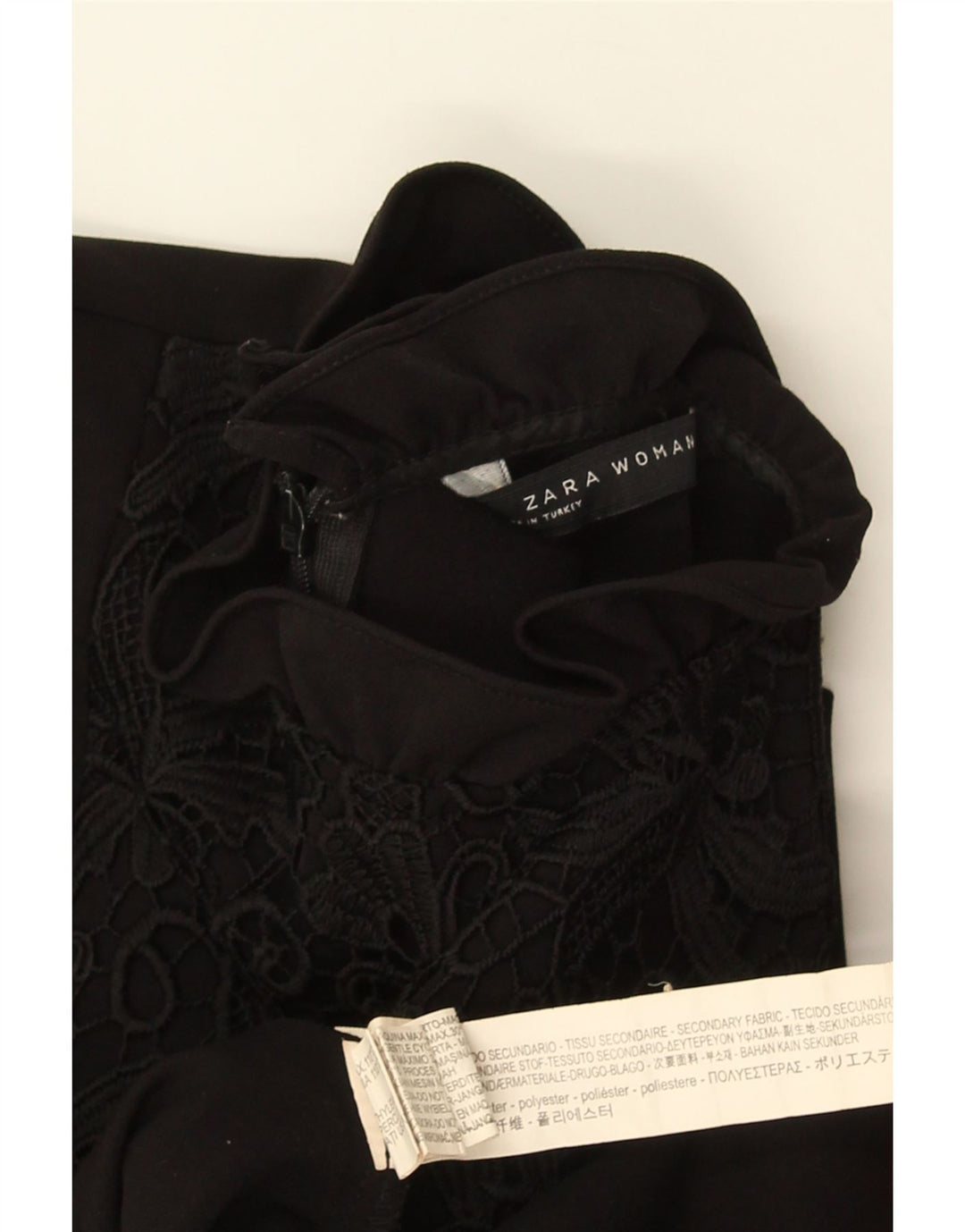 Abito a trapezio da donna ZARA UK 10 piccolo poliestere floreale nero