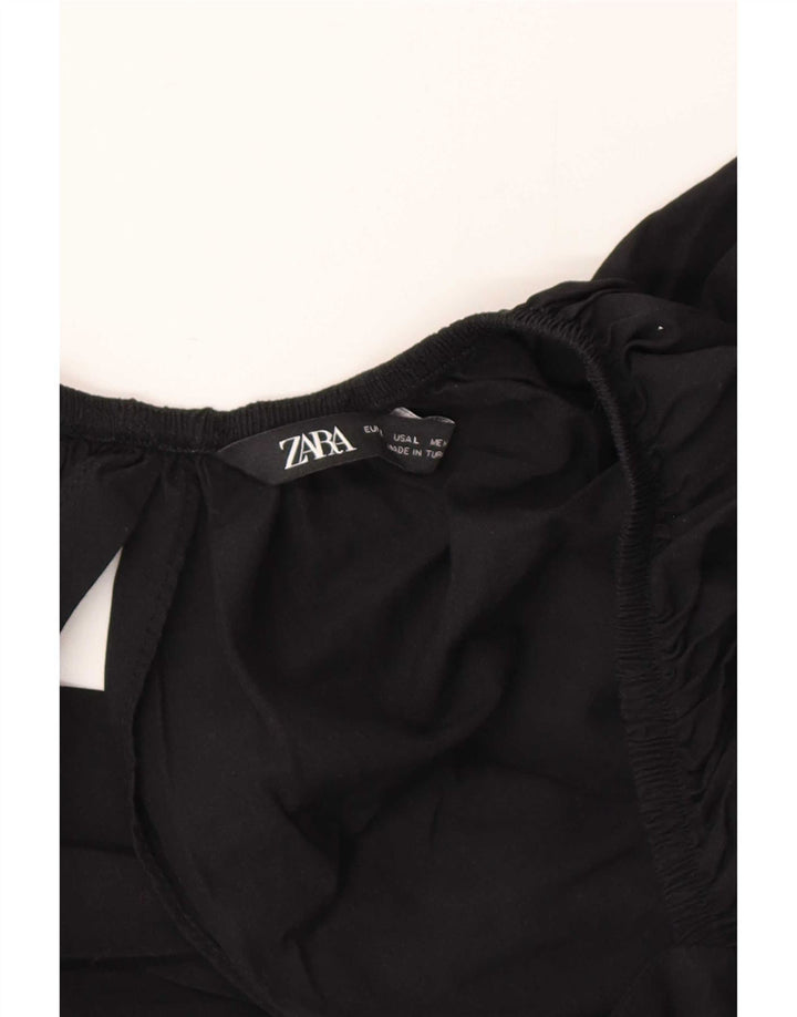 Top corto in camicetta corta da donna Zara UK 14 grande nero