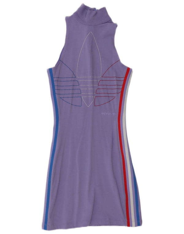 Abito aderente grafico senza maniche da donna Adidas UK 10 piccolo viola