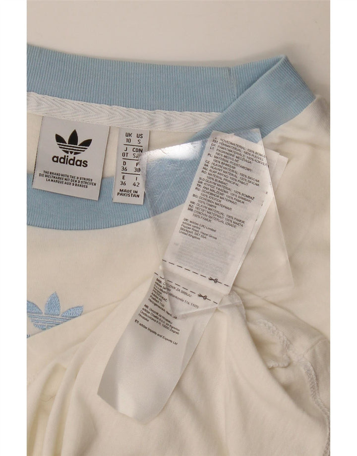 T-shirt corta da donna ADIDAS UK 10 piccola in cotone bianco