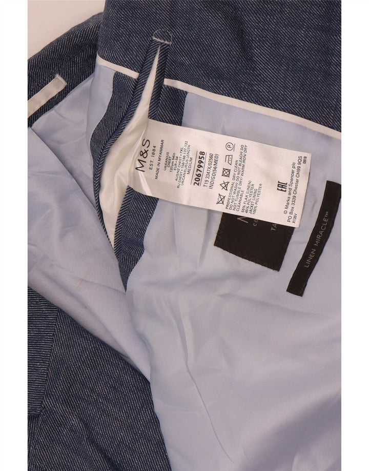 Giacca blazer a 2 bottoni da uomo Marks & Spencer UK 54 7XL Lino blu classico
