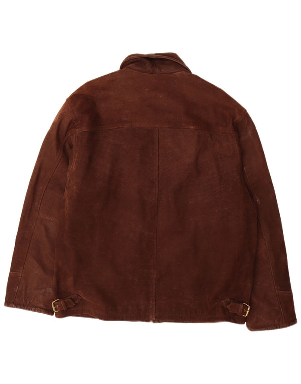 Giacca in pelle vintage da uomo UK 40 grande in pelle marrone