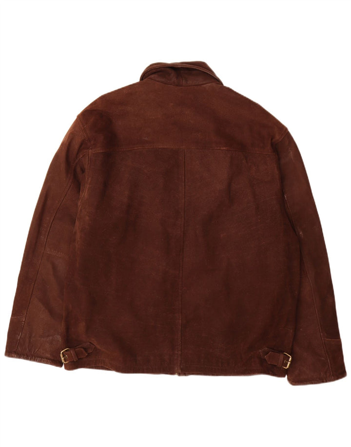 Giacca in pelle vintage da uomo UK 40 grande in pelle marrone