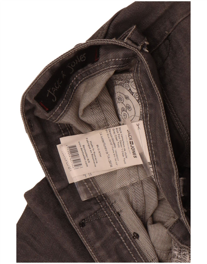 Jeans dritti da uomo Jack & Jones W30 L32 cotone grigio