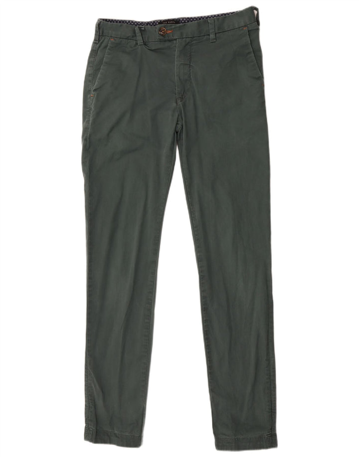 Pantaloni chino slim da uomo Ted Baker W28 L31 cotone verde