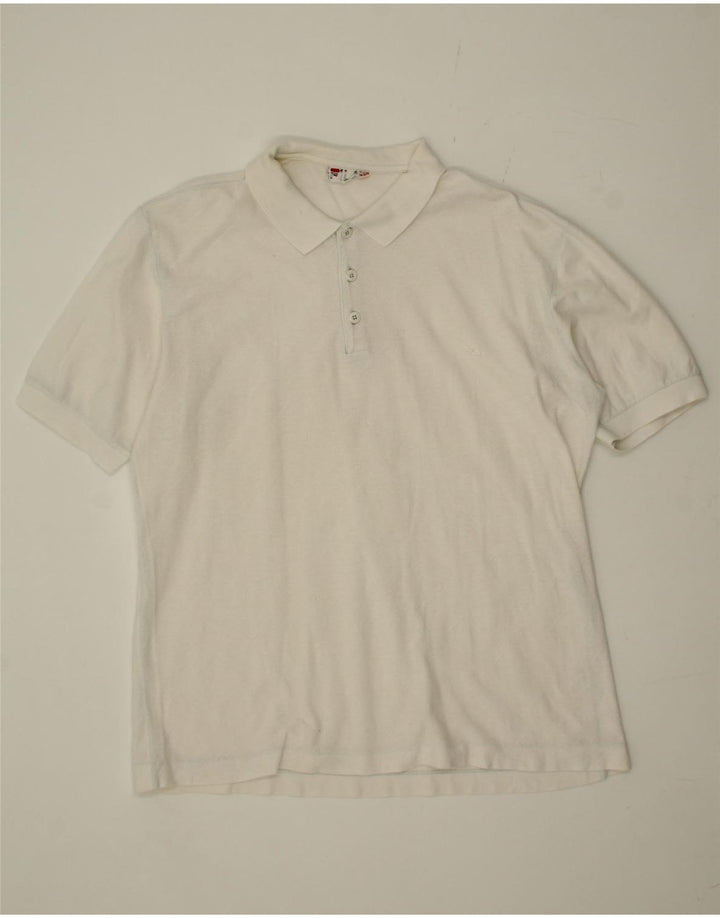 FILA Mens Polo Shirt IT 56 2XL White Check Vintage Fila and Second-Hand Fila from Messina Hembry 