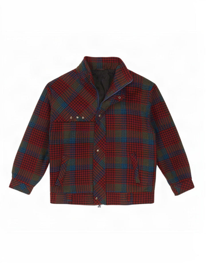 Giubbotto bomber vintage da uomo UK 36 piccolo pied de poule rosso