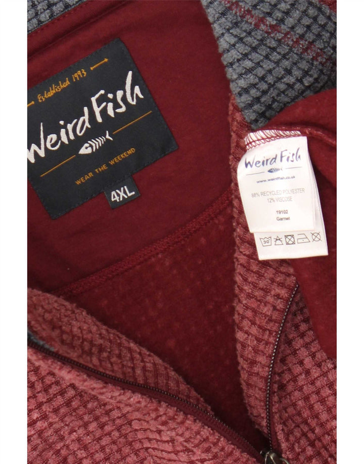 Maglione in pile da uomo con collo con zip Weird Fish 4XL Poliestere bordeaux