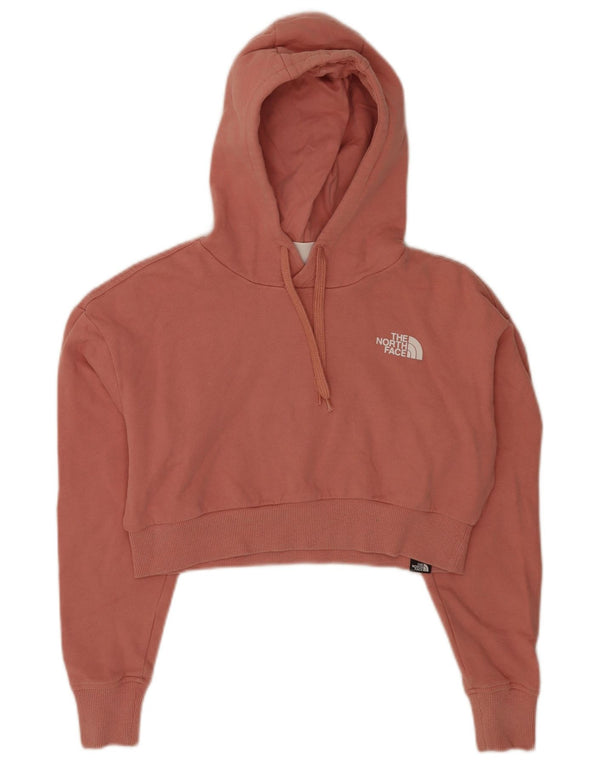 Felpa con cappuccio corta da donna The North Face vestibilità ampia UK 6 XS cotone rosa