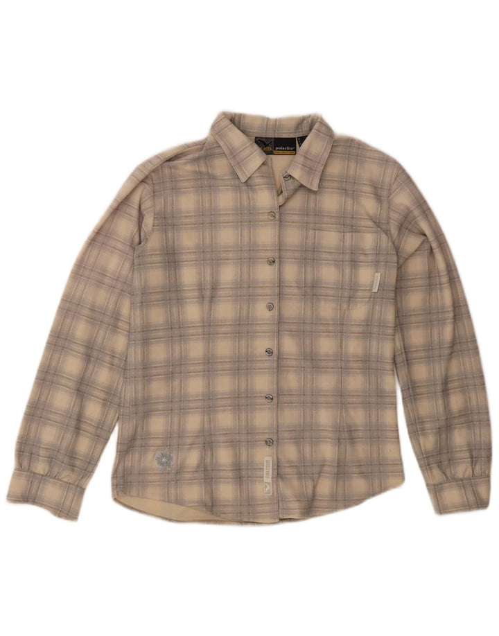 Camicia da donna in flanella Polarlite SALEWA UK 8 piccolo poliestere a quadri beige