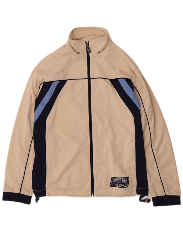 Spalding Mens Full Tracksuit Large Beige Colourblock Polyester