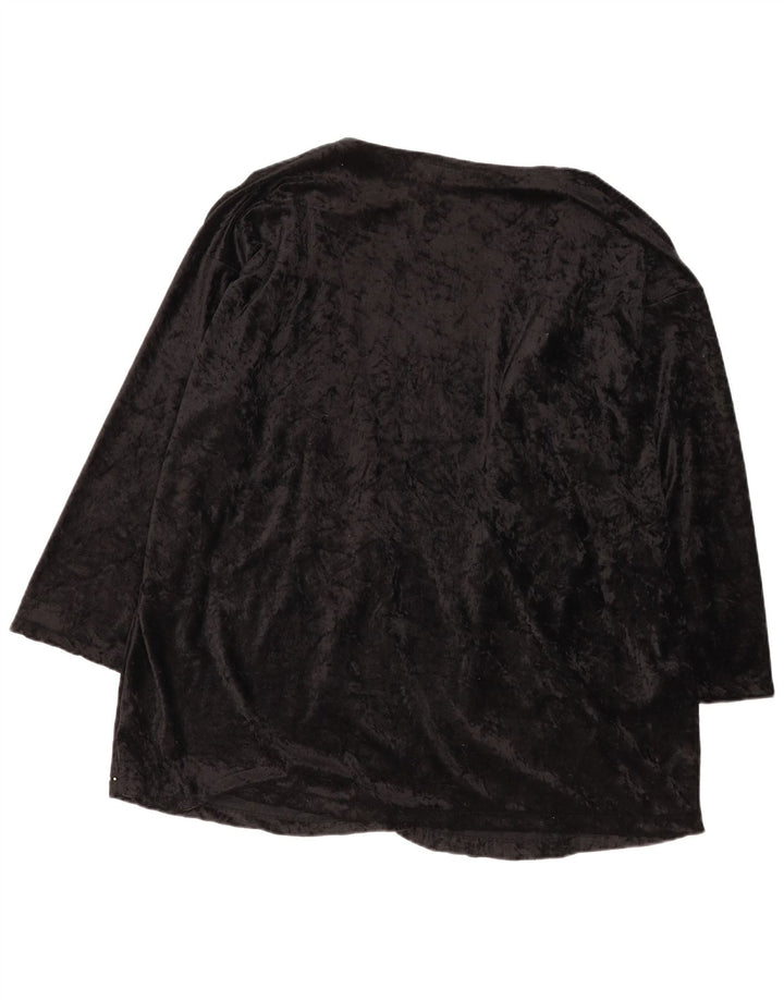 Top cardigan grafico da donna vintage EU 52/54 4XL poliestere nero