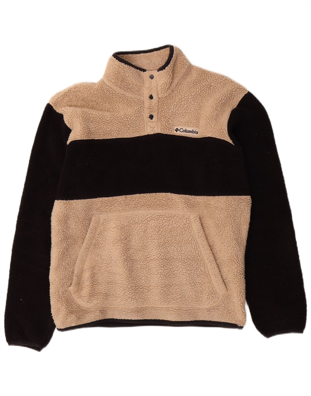 Maglione in pile da uomo Columbia con bottone e collo in poliestere color block beige medio