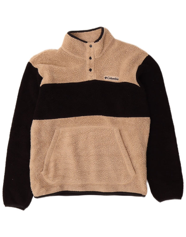 Maglione in pile da uomo Columbia con bottone e collo in poliestere color block beige medio
