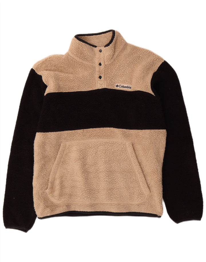 Maglione in pile da uomo Columbia con bottone e collo in poliestere color block beige medio