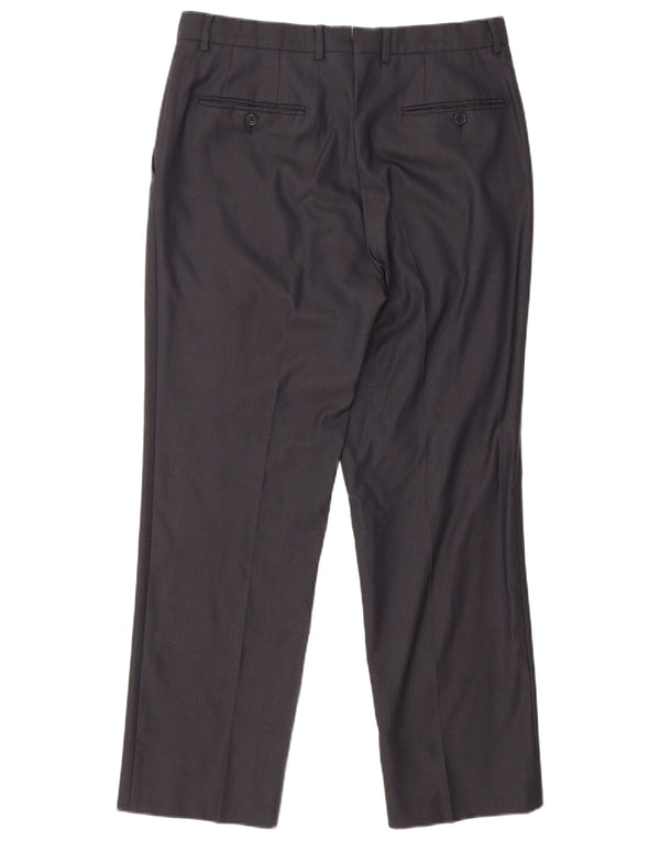 Pantaloni da abito dritti da uomo Massimo Dutti EU 42 Large W32 L28 Blu Navy