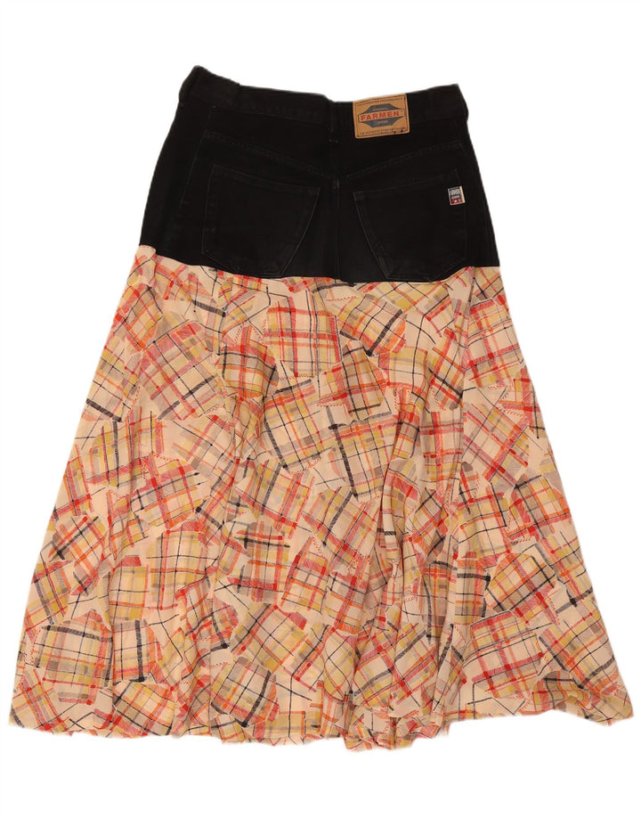 Gonna a trapezio a vita alta da donna vintage W30 Patchwork beige medio