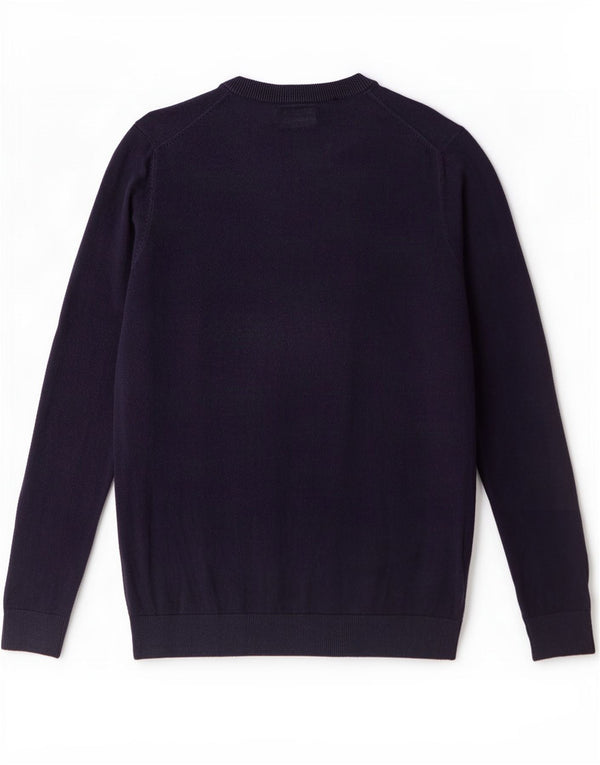 Guess Maglione da uomo con scollo a V in cotone medio blu navy