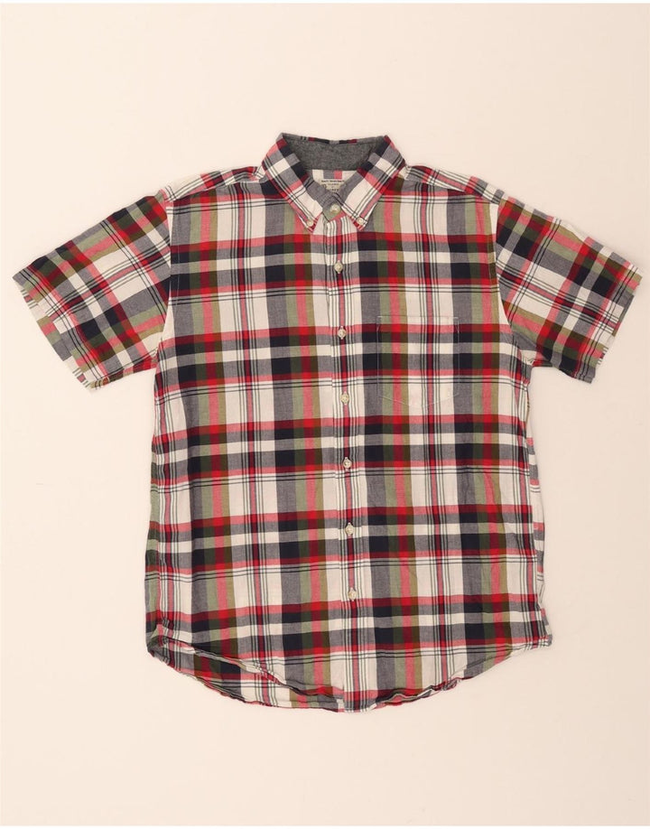 J. CREW Mens Short Sleeve Shirt Medium Multicoloured Plaid Cotton Vintage J. Crew and Second-Hand J. Crew from Messina Hembry 