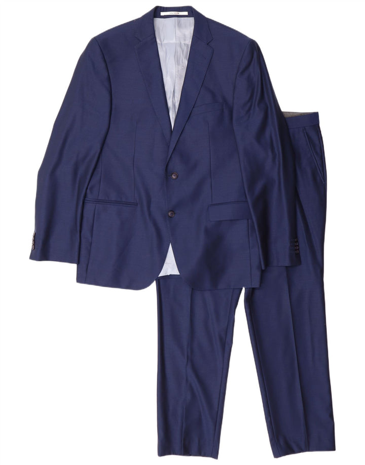 Abito da uomo Baumler a 2 bottoni e 2 pezzi IT 52 XL W38 L29 Lana vergine blu navy