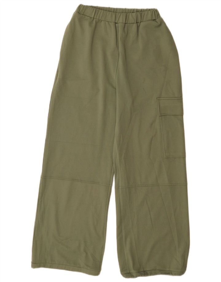 Pantaloni cargo Zara da donna a gamba larga piccoli W26 L29 poliestere verde