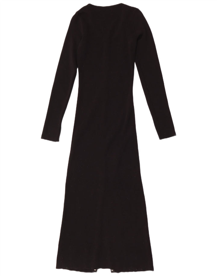 Vestito lungo a maniche lunghe da donna Zara UK 12 medio nero