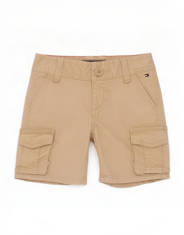 Pantaloncini cargo con grafica Tommy Hilfiger per neonati 3-6 mesi W18 in cotone beige