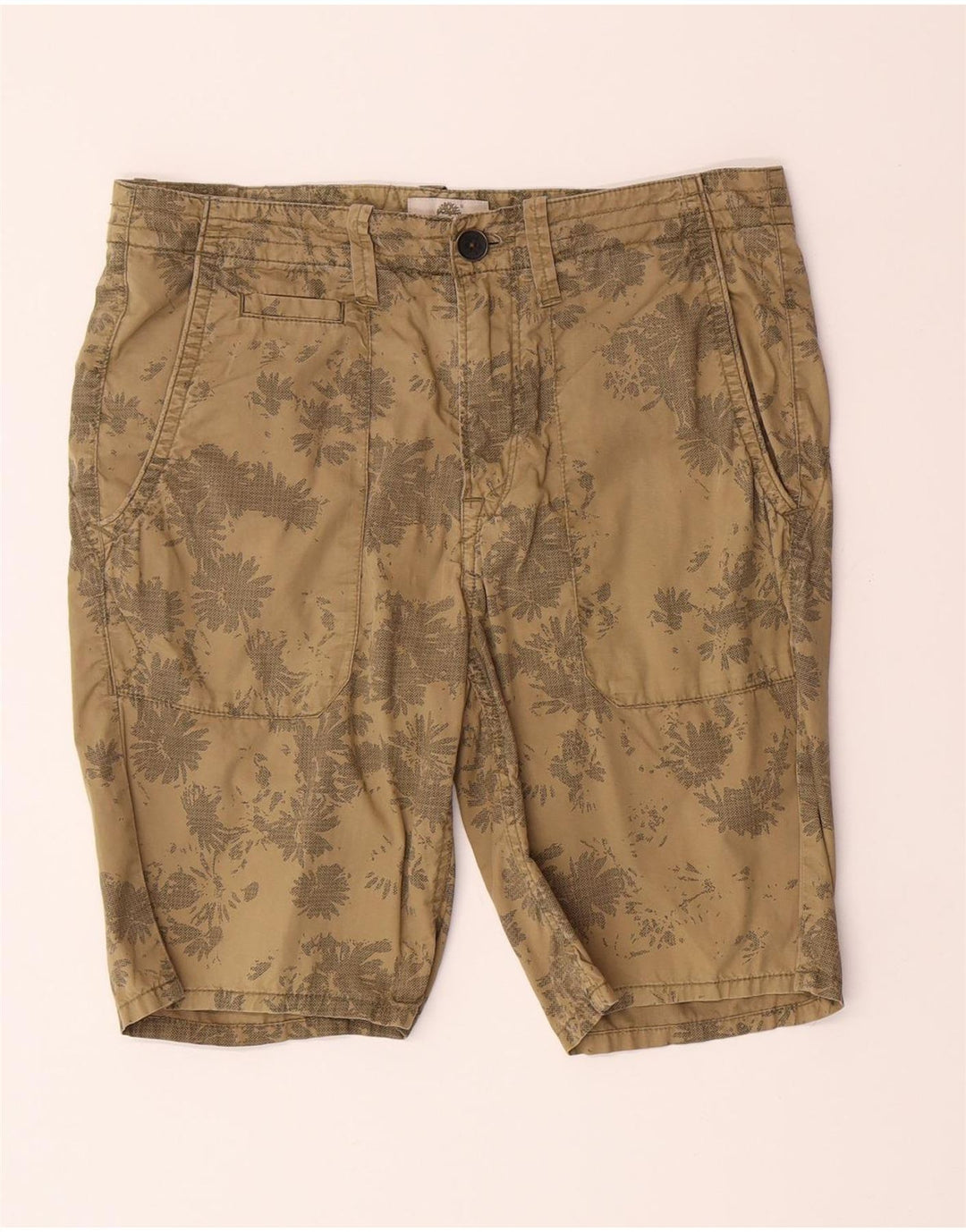 TIMBERLAND Mens Chino Shorts W30 Medium Beige Floral Cotton