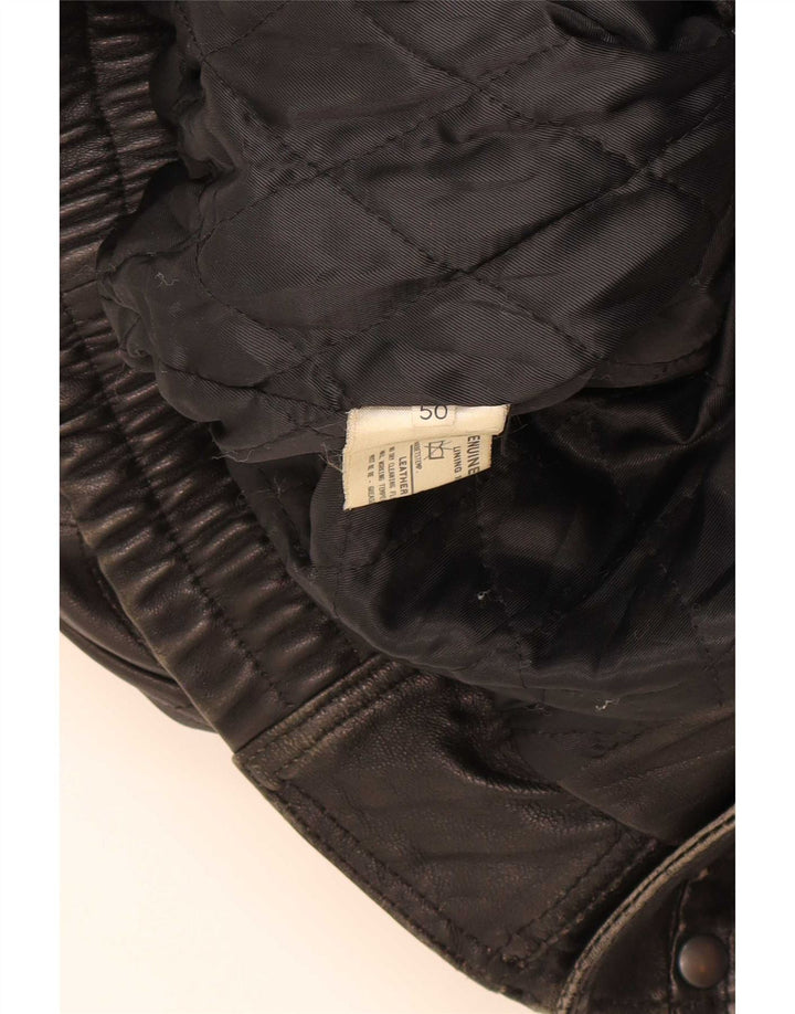 Giacca in pelle vintage da uomo IT 50 grande nera