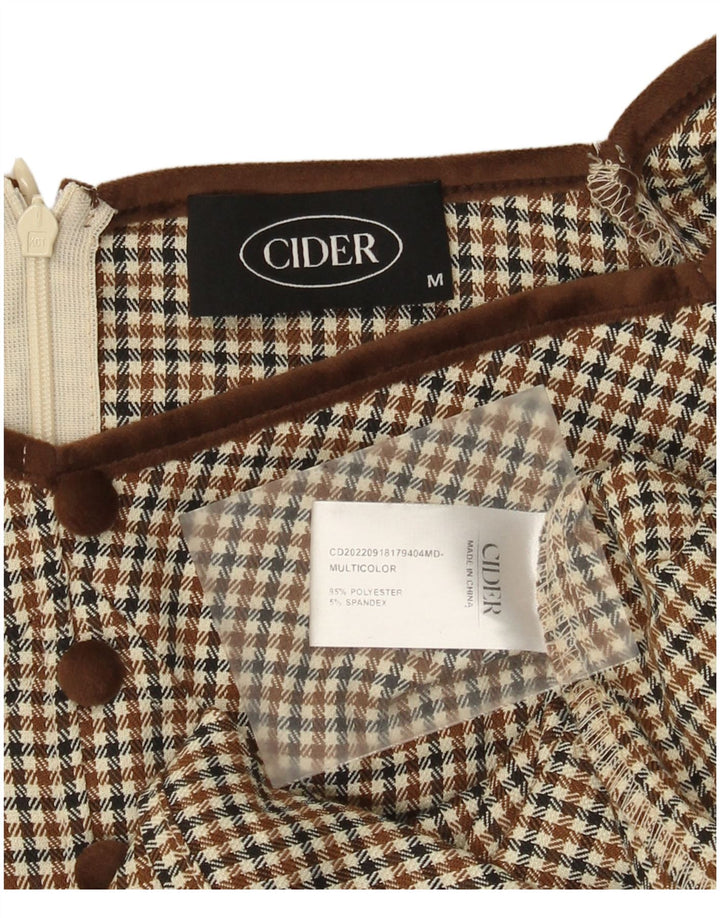 Abito da donna a trapezio con spalle scoperte Cider UK 12 Pied de poule marrone medio