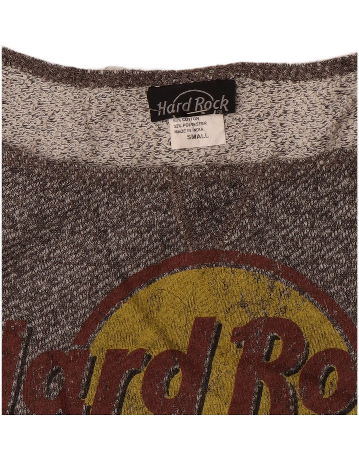 Felpa da donna con spalle scoperte Hard Rock Cafe, maglione UK 10 piccolo grigio