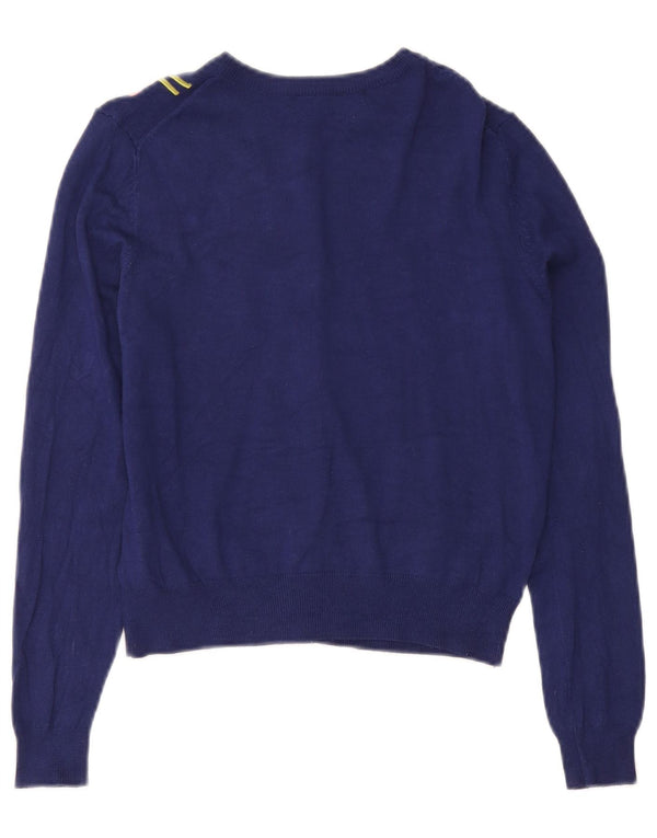 Maglione cardigan corto da donna Marks & Spencer UK 10 piccolo blu navy floreale