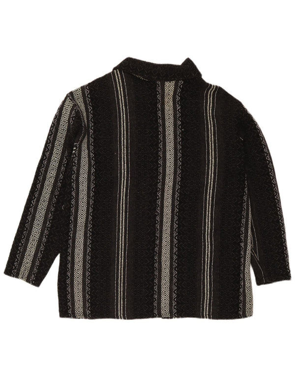 Maglione cardigan da uomo vintage XL lana geometrica nera azteca