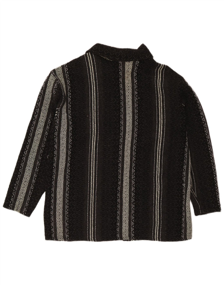 Maglione cardigan da uomo vintage XL lana geometrica nera azteca